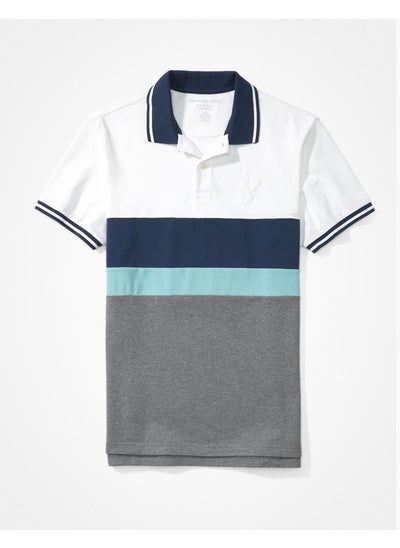 Buy AE Tipped Colorblock Pique Polo Shirt in Saudi Arabia