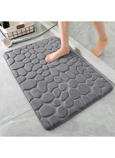 Buy 40*60cm Simple Thickened And Comfortable Coral Fleece Household Memory Foam Bathroom Absorbent Foot Mat in UAE