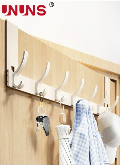 Buy Over The Door Hooks,7 Hook Sturdy Door Hanger,Heavy Duty Easy to Install, for Bathroom,Bedroom,Kitchen,Hanging Towels,Coats in UAE