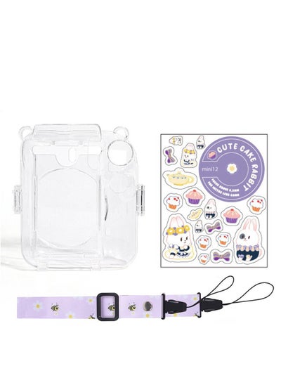 Buy Transparent Protective Case for Fujifilm Instax Mini 12 Instant Camera Photo Storing Box Shoulder Strap Beautiful Sticker in UAE