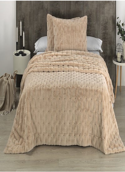 اشتري Mora Blanket - Model: Nay - Size: 230*250 - Color: Linen dense fur outer side with silky soft velvet lining, plus +2 fur pillowcases. في مصر