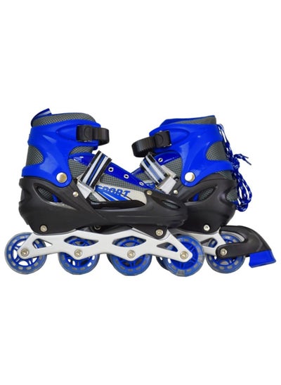 Buy Adjustable Roller Skates with Light Up Wheels, Professional Inline Skating Shoes, Lighting Wheel Comfort Skate Shoes - Size M 34-37 Blue in Saudi Arabia