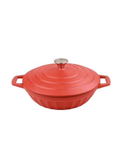 اشتري Dutch Oven Shallow Casserole Braiser Pan 28cm-Matt Red في الامارات