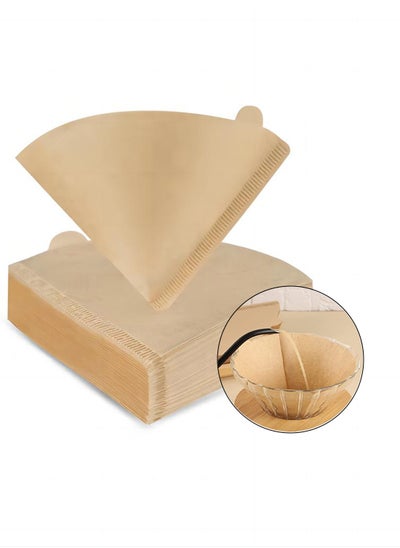 Buy 100-Piece Coffee Filter Paper V60 Size 02 Unbleached Natural Brown in UAE