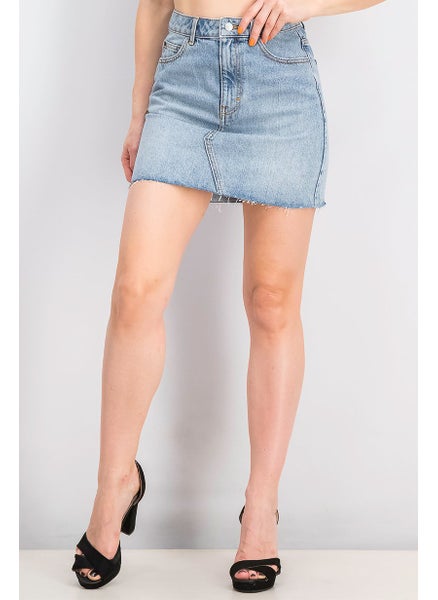 Buy Women Denim Mini Skirt, Blue in Saudi Arabia