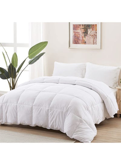 Buy Soft Polyester Duvet Insert Comforter, Soft Lightweight White All Season Down Alternative Quilted Duvet Comforter Single Size 150x230 cm in Saudi Arabia