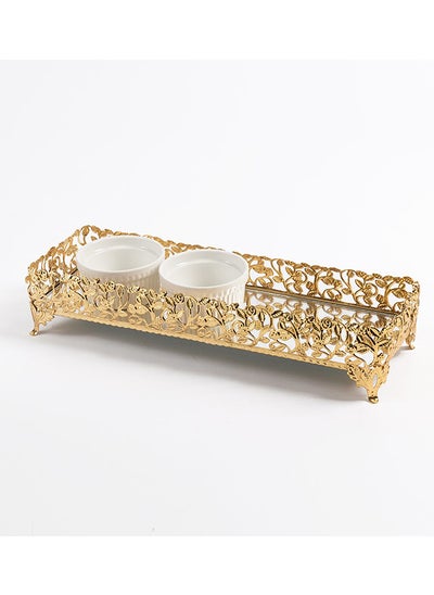 اشتري Roza Baton Metal Large Tray, Gold - 40x14 cm في الامارات