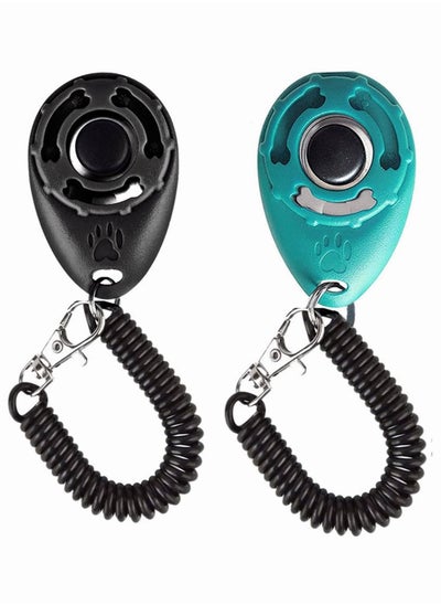 Buy Pet Trainer, SYOSI 2 Pack Dog Training Clicker with Wrist Strap, Pet Training Clicker with Big Button Effective Behavioral Training Tool for Cats Birds Puppy Recall (Blue and Black) in Saudi Arabia