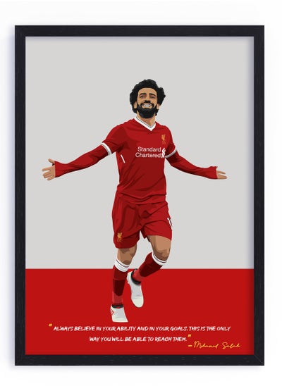 Buy Mo Salah Liverpool Football Gift Illustration Art Poster with Frame 50x40cm in UAE