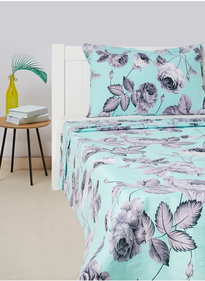 اشتري 2-Piece Printed 180 TC Cotton Bedsheet Set Single Size Premium Collection (1 Bedsheet + 1 Pillow Case) Sea Nymph في الامارات