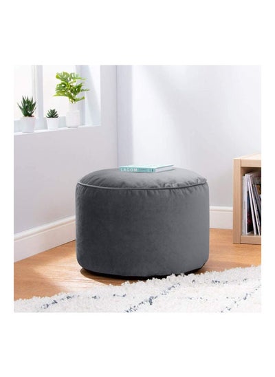 Buy Velvet Round Bean Bag Pouffe  - Dark Gray in Saudi Arabia