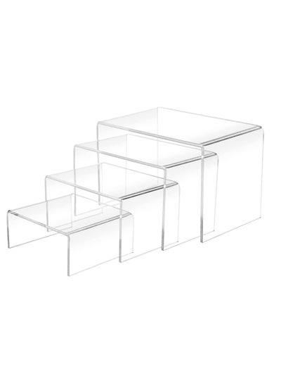 اشتري 4 Pcs Acrylic Risers Display Clear Showcase Shelf Figures Buffets Cupcakes Jewelry Display Stands for Table Decorations في السعودية