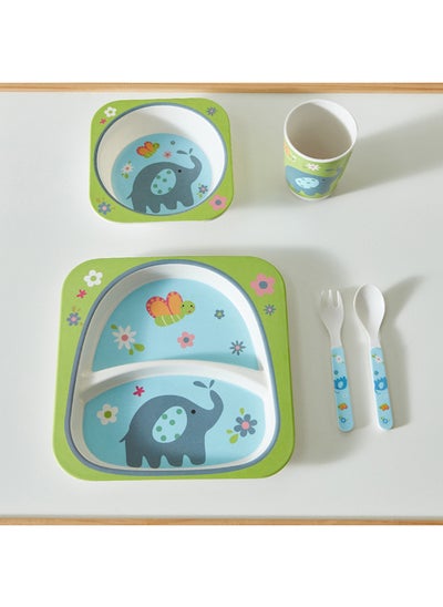 Buy Playland Elephant 5-Piece Bamboo Dinner Set 21.4 x 21.4 cm in UAE