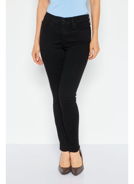 Buy Women Skinny Fit Plain Stretchable Denim, Black in Saudi Arabia