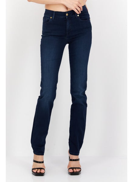 Buy Women Slim Fit Solid Stretchable Denim Jeans, Navy Blue in UAE