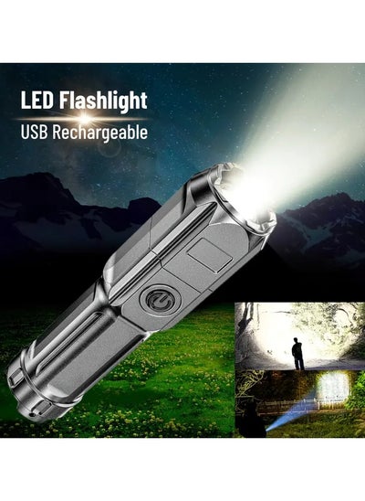 Buy Rechargeable Powerful Zoomable Flashlight, Outdoor Multi-functional Portable Home Small Flashlight, Telescopic Zoom Light in Saudi Arabia