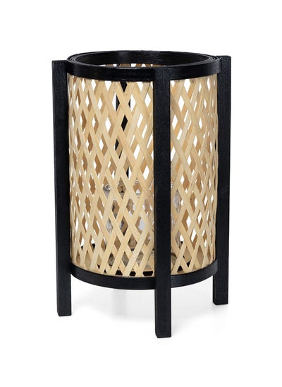 Buy Bamboo Rattan Lantern, Natural & Black- 36 cm in UAE