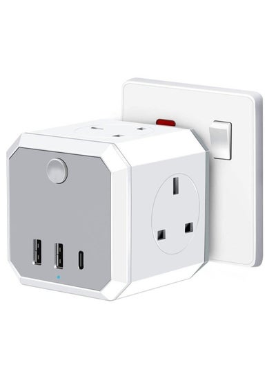 Buy Plug Adapter 4 Way Multi Plug Extension 3 USB Cube Power Extension Adapter with USB C Port Wall MultiPlug Charger Adaptor 13A UK 3 Pin Switched Socket Power Extender for Home Office Kitchen in UAE