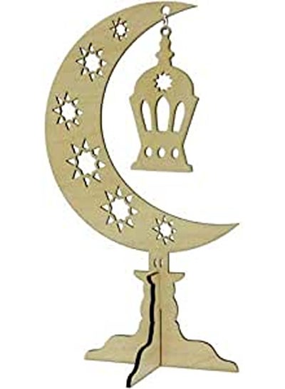 اشتري Wooden Decoration in The Form of Crescent and Lantern Ramadan 20x9cm في مصر