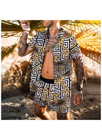 Buy Men's Shirt Casual Loose Shorts Beach Suit in Saudi Arabia