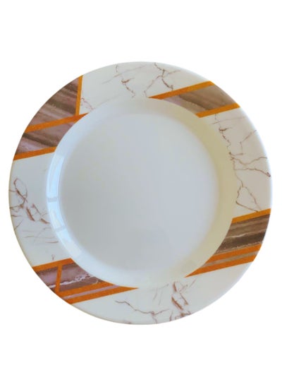 Buy Melamine Dinner Plate 10" - Plate with playful Classic decoration, dishwasher safe | Dinner Plates for Everyday Use, Break-resistant and Lightweight | D601 | Set of 6 | Brown in UAE