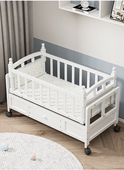 Buy Wooden Baby Cot With Wardrobe And Armrests , 95 X 45 CM in Saudi Arabia