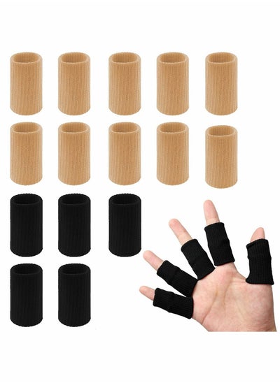 اشتري Finger Sleeves, 20 PCS Finger Sleeves Protectors, Sport Finger Sleeves Thumb Brace Support Finger Brace Elastic Thumb Sleeves for Relieving Pain Arthritis Trigger Finger(Black+Skin tone) في الامارات