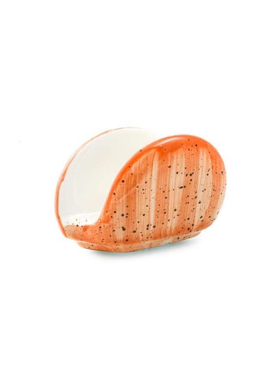 اشتري Decorative Porcelain Orange Napkin Holder 12x8.5 cm في الامارات