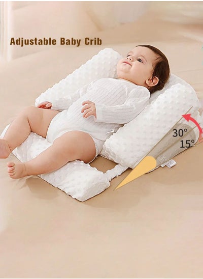 Buy Baby Nursery Pillow, Removeable Breastfeeding Pillows, Toddler Bedding, Anti vomit Milk Babies Crib Wedge Headrest for Newborn and Infant,  15-30 Degree Adjustable Incline for Better Night's Sleep in UAE