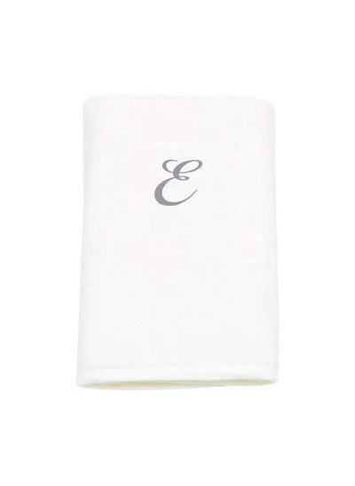 Buy BYFT Monogrammed Cotton Bath Towel Embroidered Letter E in Saudi Arabia