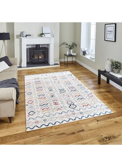 Buy HANDPICKED FURNITURE Moroccan Inspired Multicolored Rectangle Area Rug, Ultra Soft Area Carpets For Bed Room & Living Room, Anti-slip Floor Carpets, Easy To Clean, Made In Turkey, 150x220cm in UAE