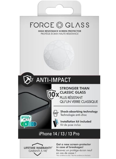 اشتري Force Glass iPhone 13 / 13 Pro / 14 3D Anti Impact Screen Protector Lifetime Warranty في الامارات