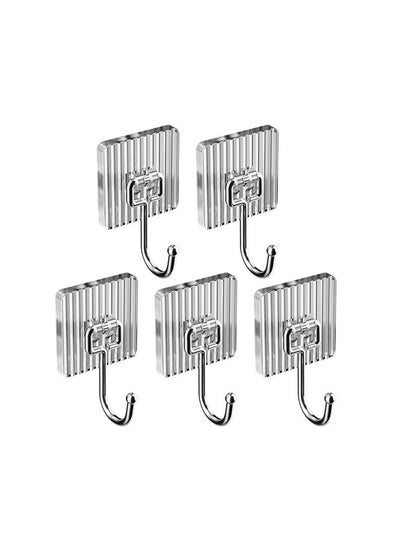 اشتري 5Pcs All-Purpose Large Adhesive Hook Waterproof and Rustproof Wall Hooks for Hanging Heavy Duty Reusable Nail Free Sticky Hangers في الامارات