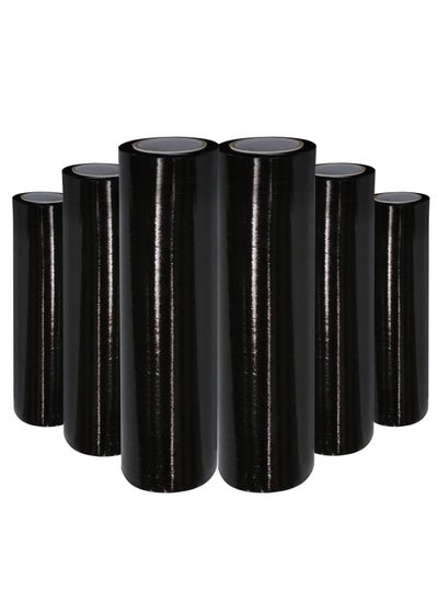 Buy [6 Rolls] Black Stretch Film Wrap - 500mm Heavy Duty Plastic Shrink Wrap for Pallet Wrap, Packing, Moving and Packaging - Cling Wrap in UAE