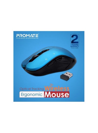 Buy PR0MATE Slider Wireless Mouse Optical Tracking Ergonomic Mouse 800,1200,1600 DPI Support 2400 MAh  Windows, Devices 2 Year Blue with Black in Saudi Arabia