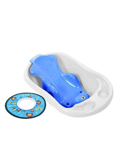 اشتري Sunbaby Buy 2 Get 1 (Sunbaby Splash Bathtub, Baby Sling with Powder Puff Free) - Blue/White في الامارات