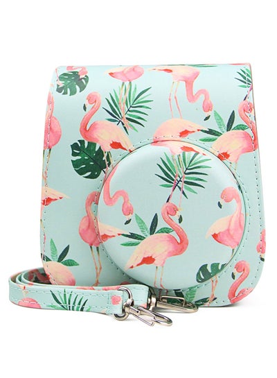 Buy Camera Case for Fujifilm Instax Mini 11/ 9/ 8/8+ Instant Film Camera Vintage Flamingo PU Leather Side with Accessory Pocket and Adjustable Shoulder Strap in Saudi Arabia