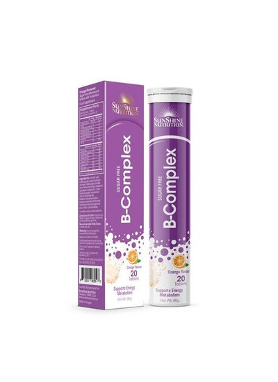 Buy Sunshine Nutrition B-Complex Sugar Free Orange Flavor Effervescent Tablets 20's in UAE