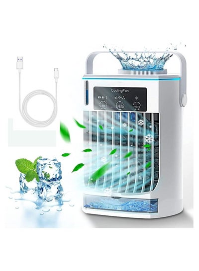 Buy Portable Air Conditioner, 3 IN 1 Evaporative Air Cooler Personal Air Conditioner Cooling Fan with 3 Wind Speed, 3 Mist Small air conditioner Desktop Humidifier Fan for Room Office Camping in Saudi Arabia