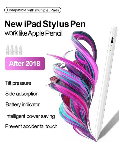 Buy Stylus Pen for iPad with Palm Rejection, Active Pencil Compatible with (2018-2023) Apple iPad Pro 11/12.9 inch, iPad 10th/9th/8th/7th/6th Gen, iPad Air 5th/4th/3rd Gen, iPad Mini 6th/5th Gen in Saudi Arabia