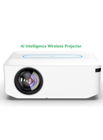 Buy Smart Projector AI Intelligence Wireless Projector Portable Ultra HD 1080P Resolution 12000 Lumens Dual Band WiFi White in UAE