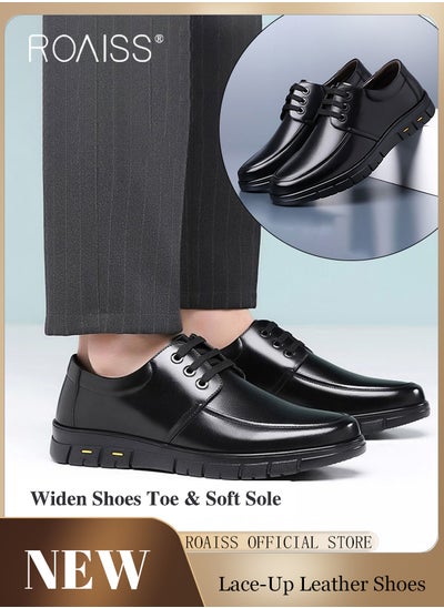 Buy Formal Wedding Groom Shoes for Men Burnished Premium Textured Soft Sole Comfort Breathable Business Leather Shoes Mens Round Toe Low Top Lace up Front Anti Slip Wear Resistant Work Shoes in Saudi Arabia