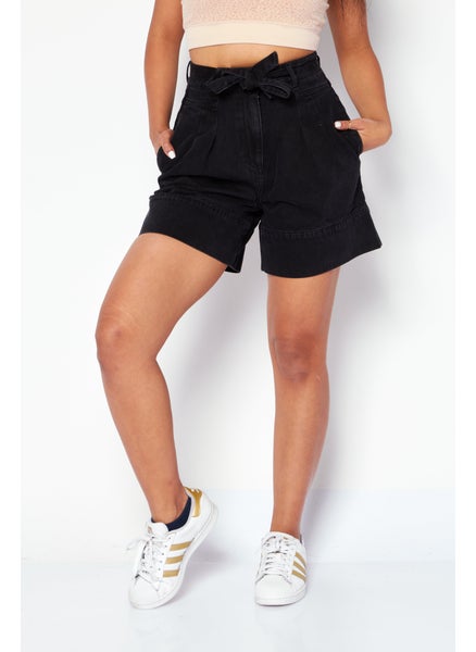 Buy Women Washed Denim Shorts, Black in UAE