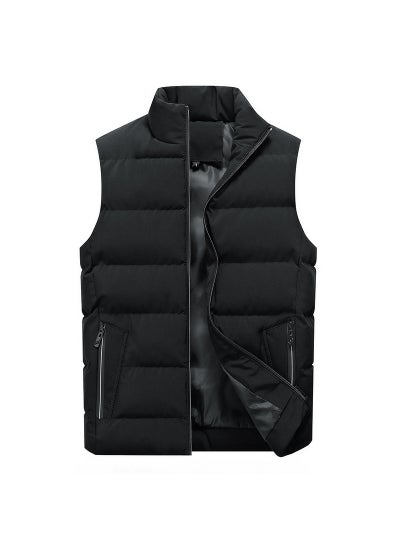 اشتري Mens Autumn Winter Casual Vest Stand Collar Cotton Black في السعودية