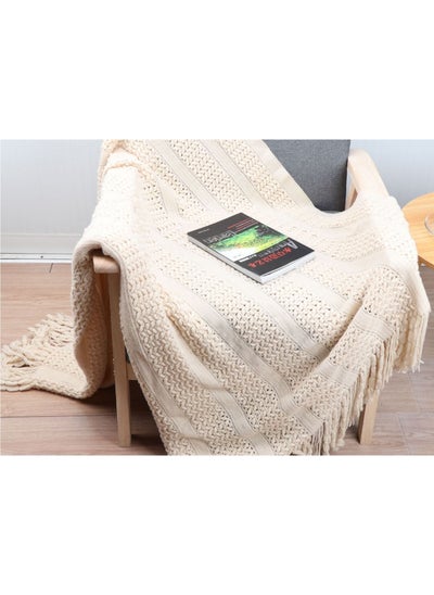 Buy Warm Sofa Blanket 100% Acrylic  120x150 cm, Light Beige in Saudi Arabia