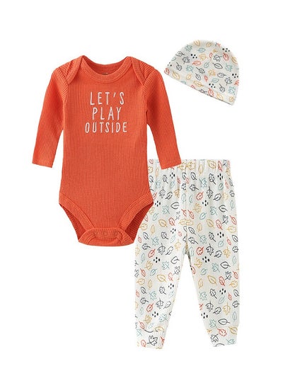 Buy Infant Cotton Jumpsuit, Trousers, Hat 3-Piece Set in Saudi Arabia