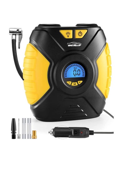 Buy Car Tyre Inflator, Digital Air Tool Portable Air Compressor Car Tyre Pump Automatic 12V Electric Air Pump Tyre Inflation with Tyre Pressure Gauge Valve Adaptors LED Light in Saudi Arabia