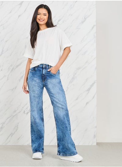 اشتري Mid Rise Wide Flare and Fit Jeans في السعودية