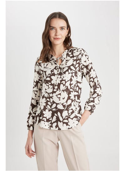 Buy Woman Regular Fit C Neck Woven Long Sleeve Blouse in Egypt