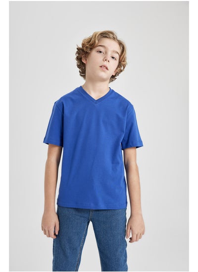 Buy Boy Regular Fit V Neck Knitted Short Sleeve T-Shirt in Egypt